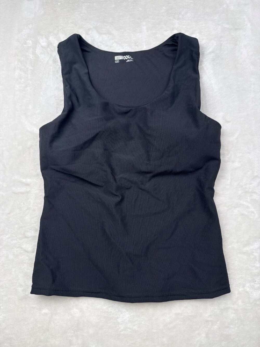 32 Degrees Cool Womens Black Sleeveless Ribbed Tank Top S
